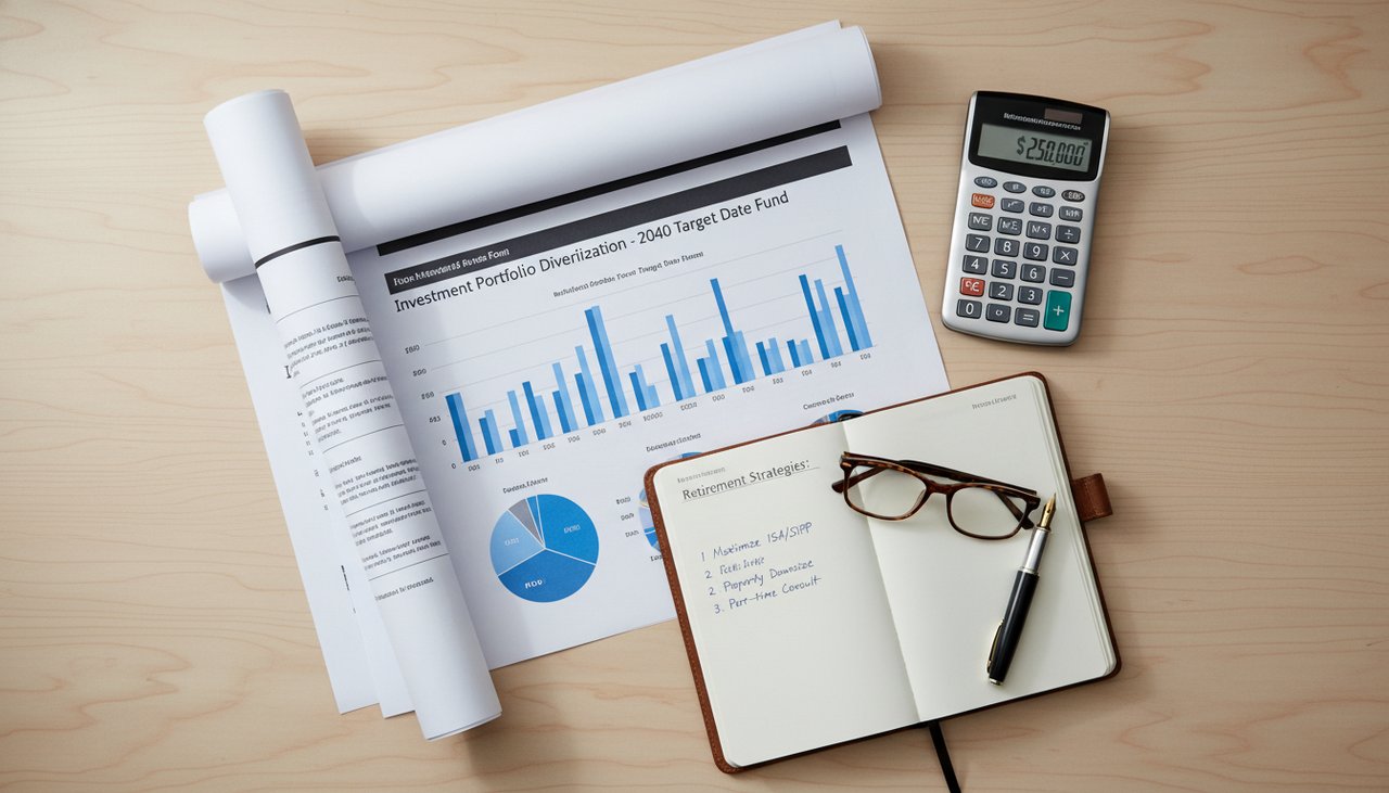 Documents stratégie pension retraite calculatrice plume notebook stratégies écrites desk