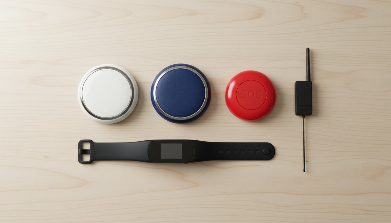 Médaillons bracelets téléassistance seniors différents modèles bouton SOS technologie tableau