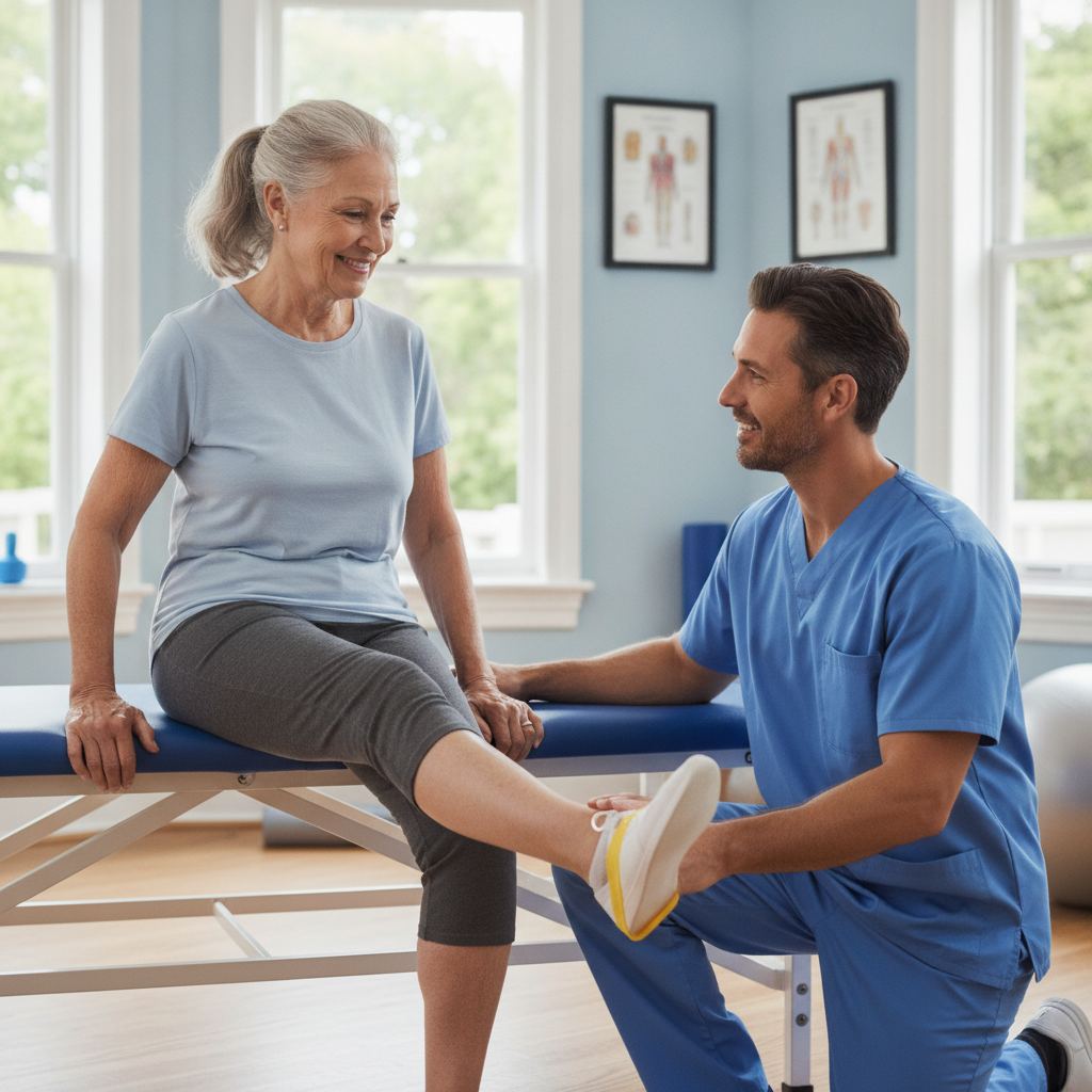 exercices doux de renforcement avec un kinésithérapeute