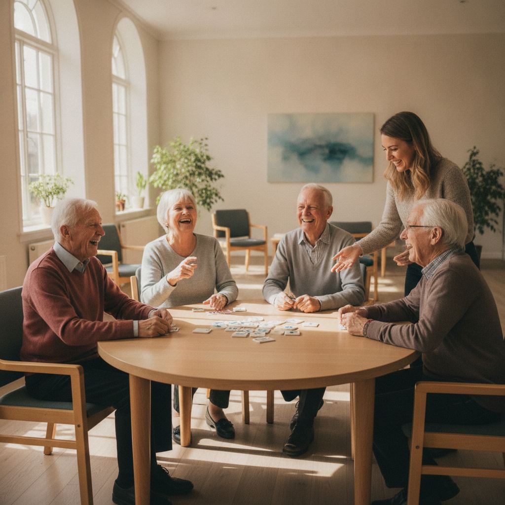 Atelier mémoire collectif entre seniors autour d'un jeu de cartes et de tuiles