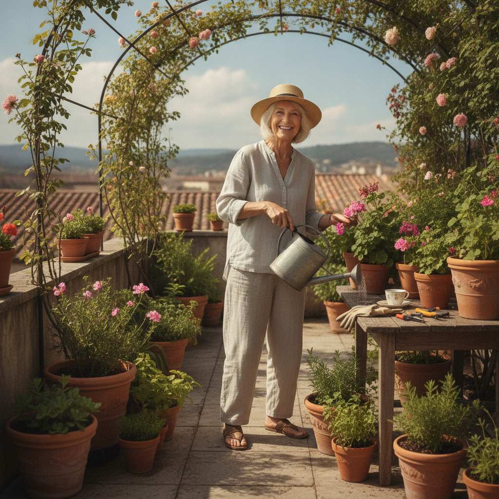 senior pratiquant le jardinage comme loisir