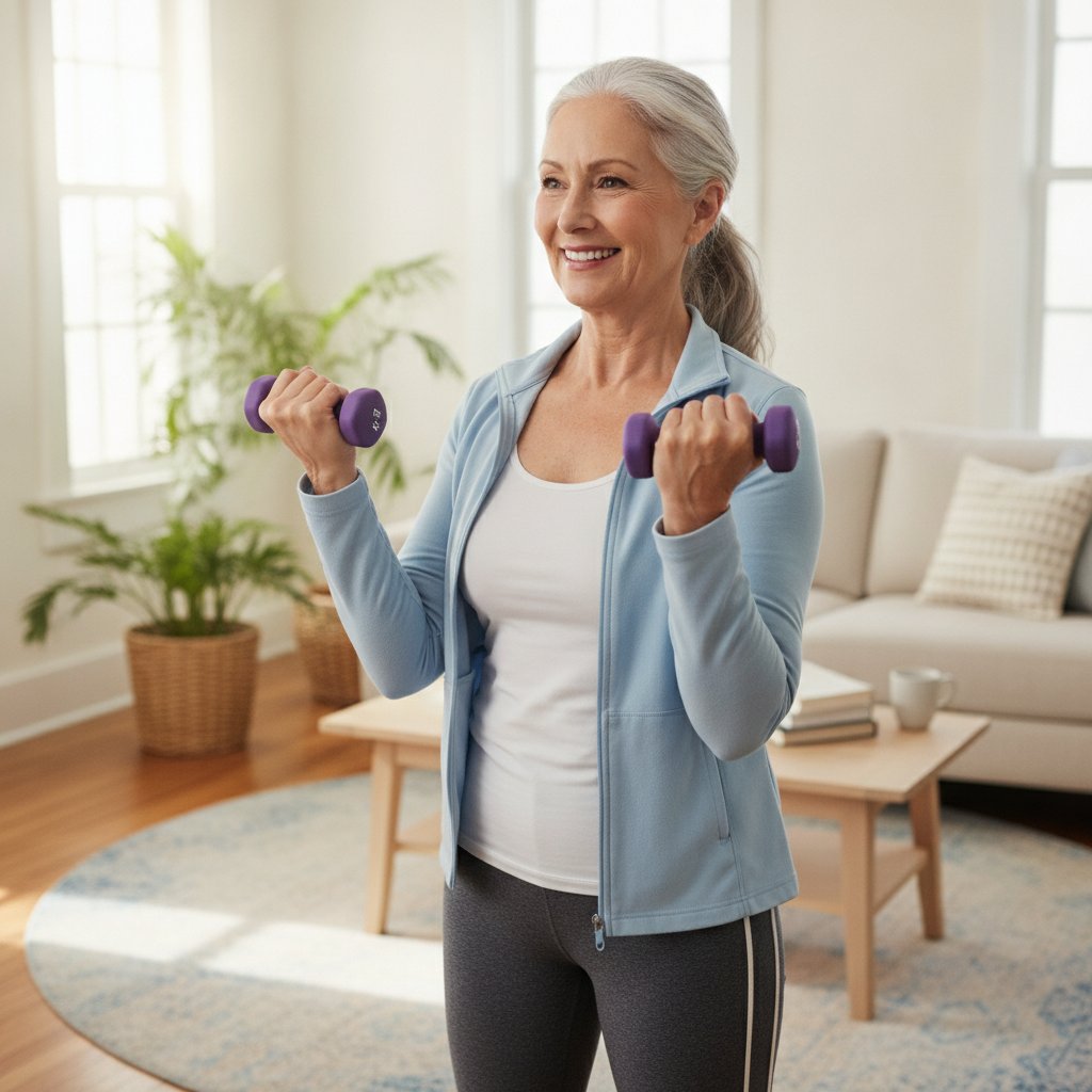 senior renforcement musculaire haltères à la maison